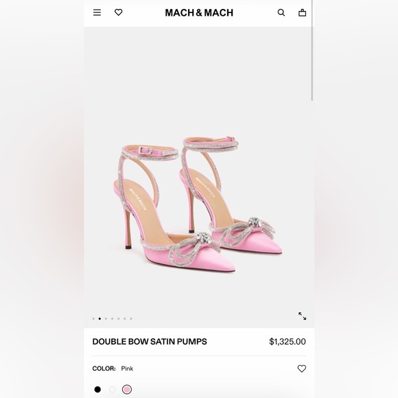 Mach & Mach Double Bow Satin Pumps Pink 110mm - Picture 2 of 14